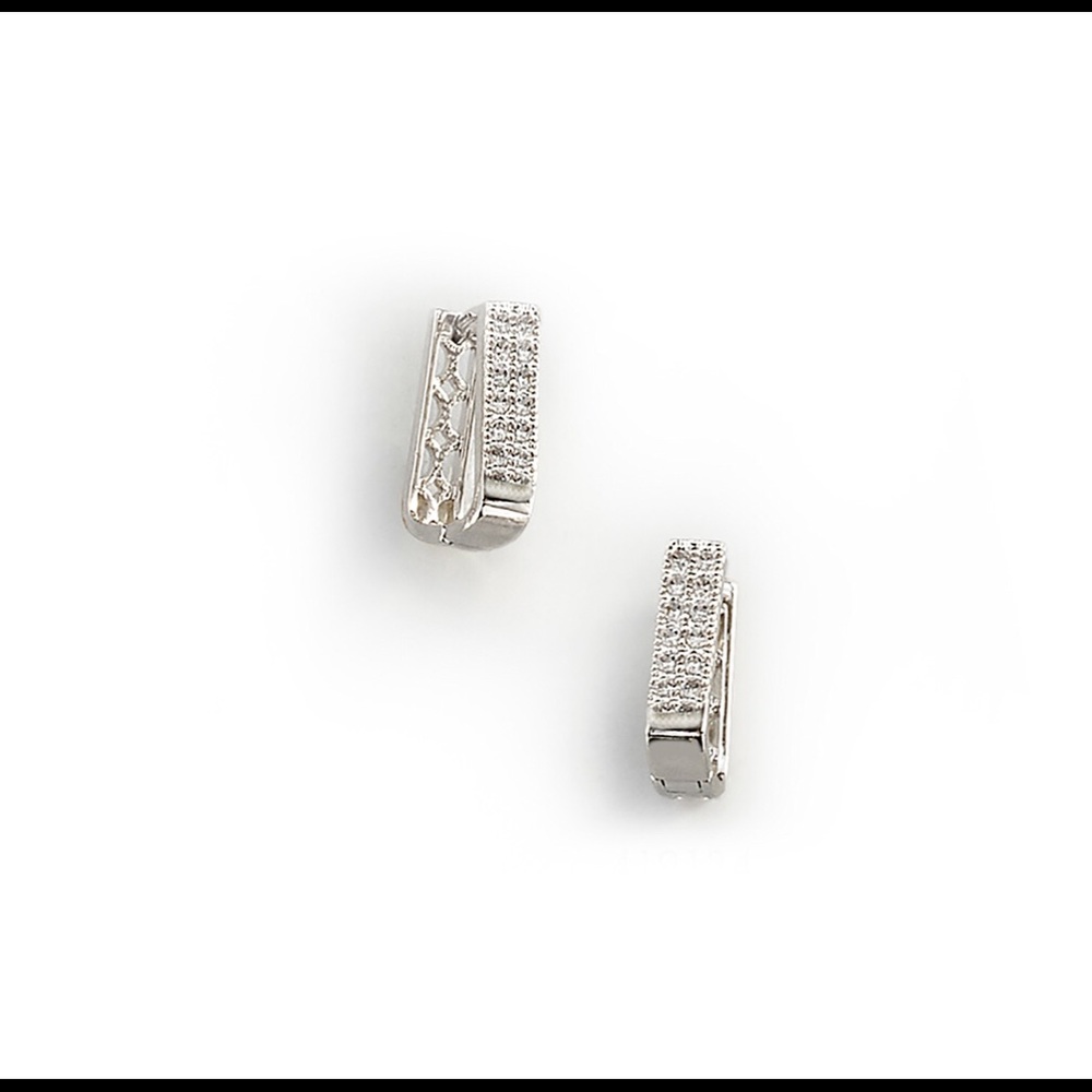 Mari Earrings Huggie Earrings Plated in Rhodium